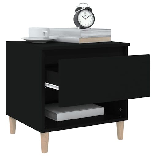 NNEVL Bedside Table Black 50x46x50 cm Engineered Wood