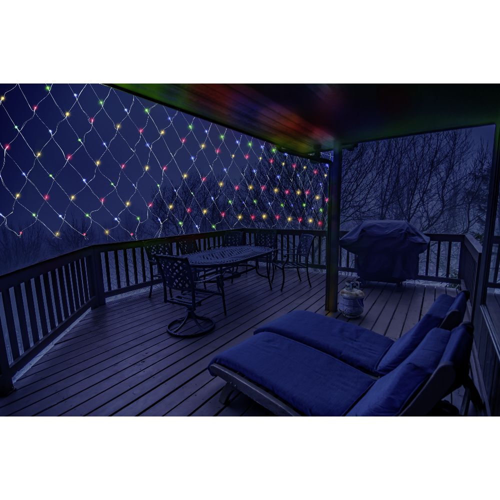 Filet lumineux 100LED multicolore 120x120cm