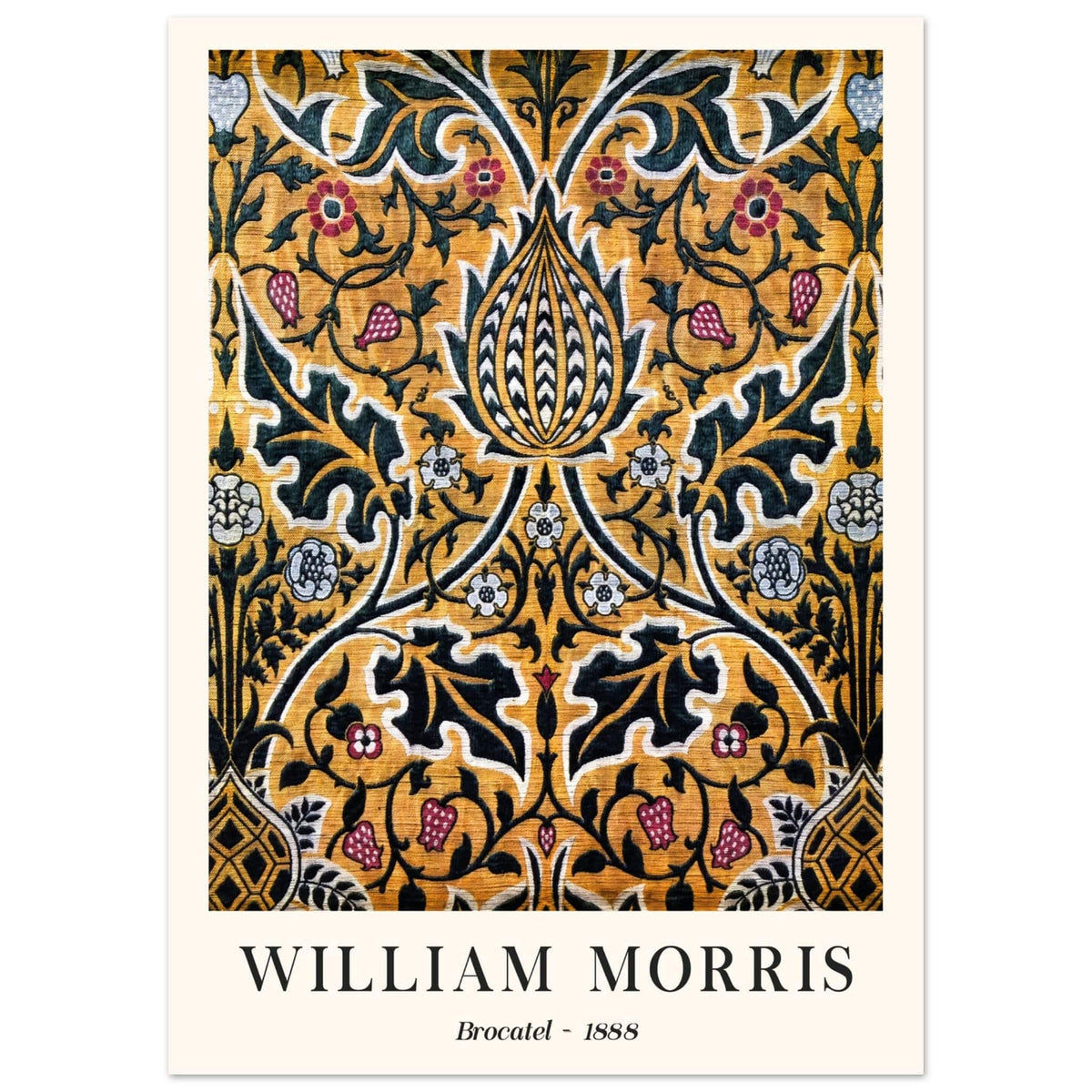 Artfulprints Poster William Morris - Brocatel 1888  - 50x70 cm - Goud