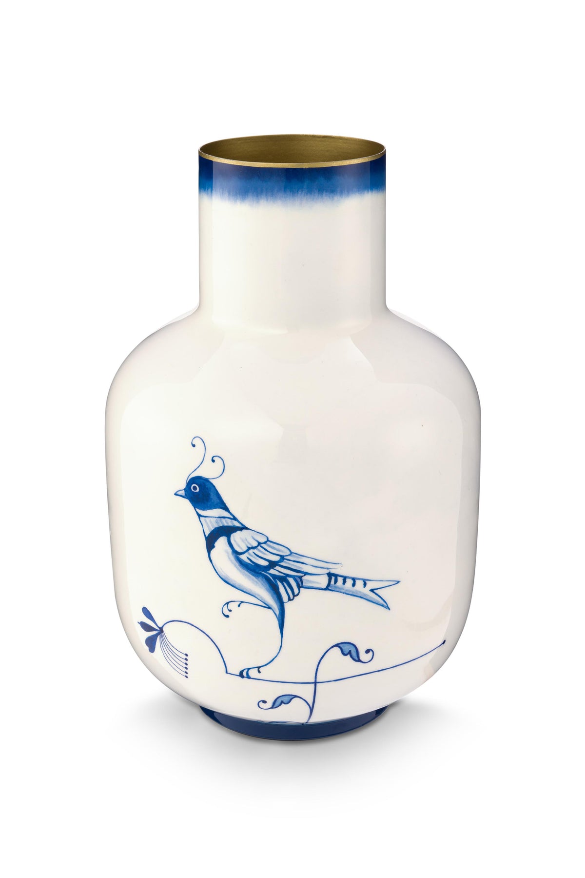 Pip Studio Vaas Pip & The Blue Bird - Metaal - Blauw - 30cm