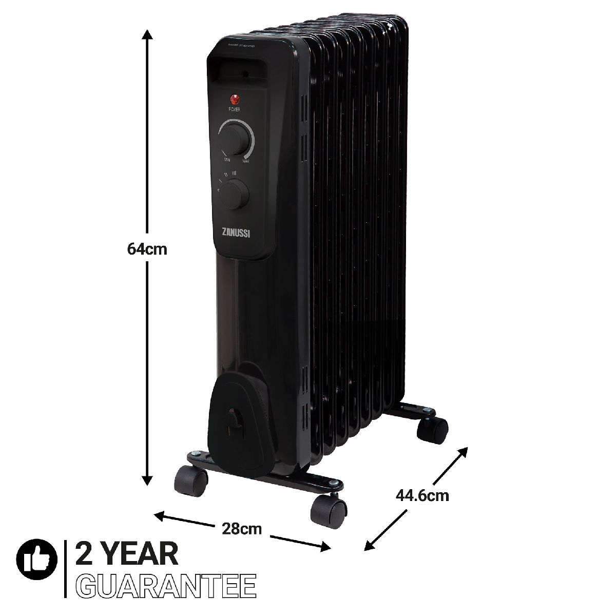 Zanussi Electric Heater 9 Fin 2000W Portable Oil Filled Radiator ZOFR5004
