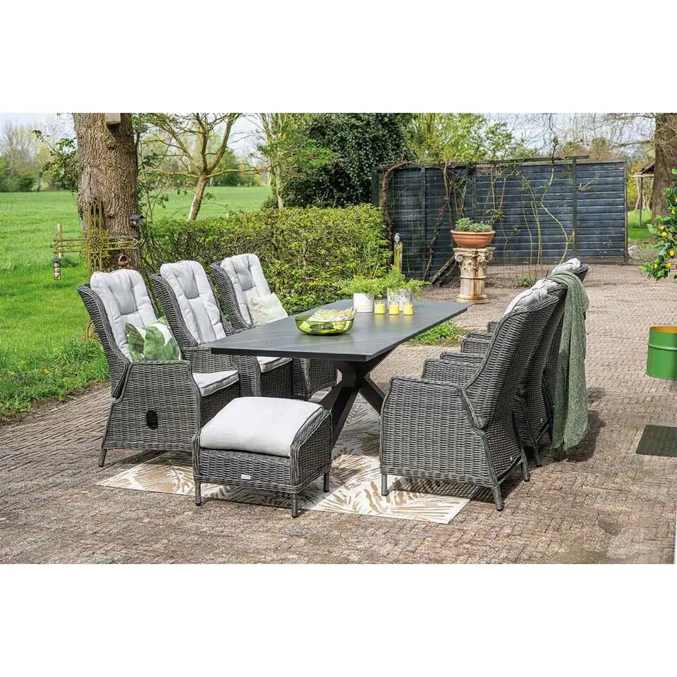 Garden Impressions Marbella loungestoel incl. voetenbank - earl grey