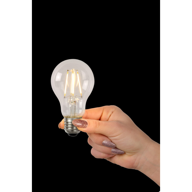 Ampoule LED à filaments transparente dimmable E27 A60 blanc chaud 7 W LUCIDE