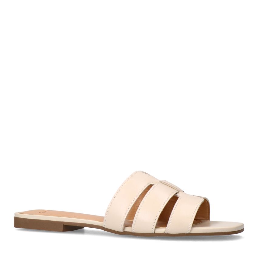 Manfield Witte leren slippers