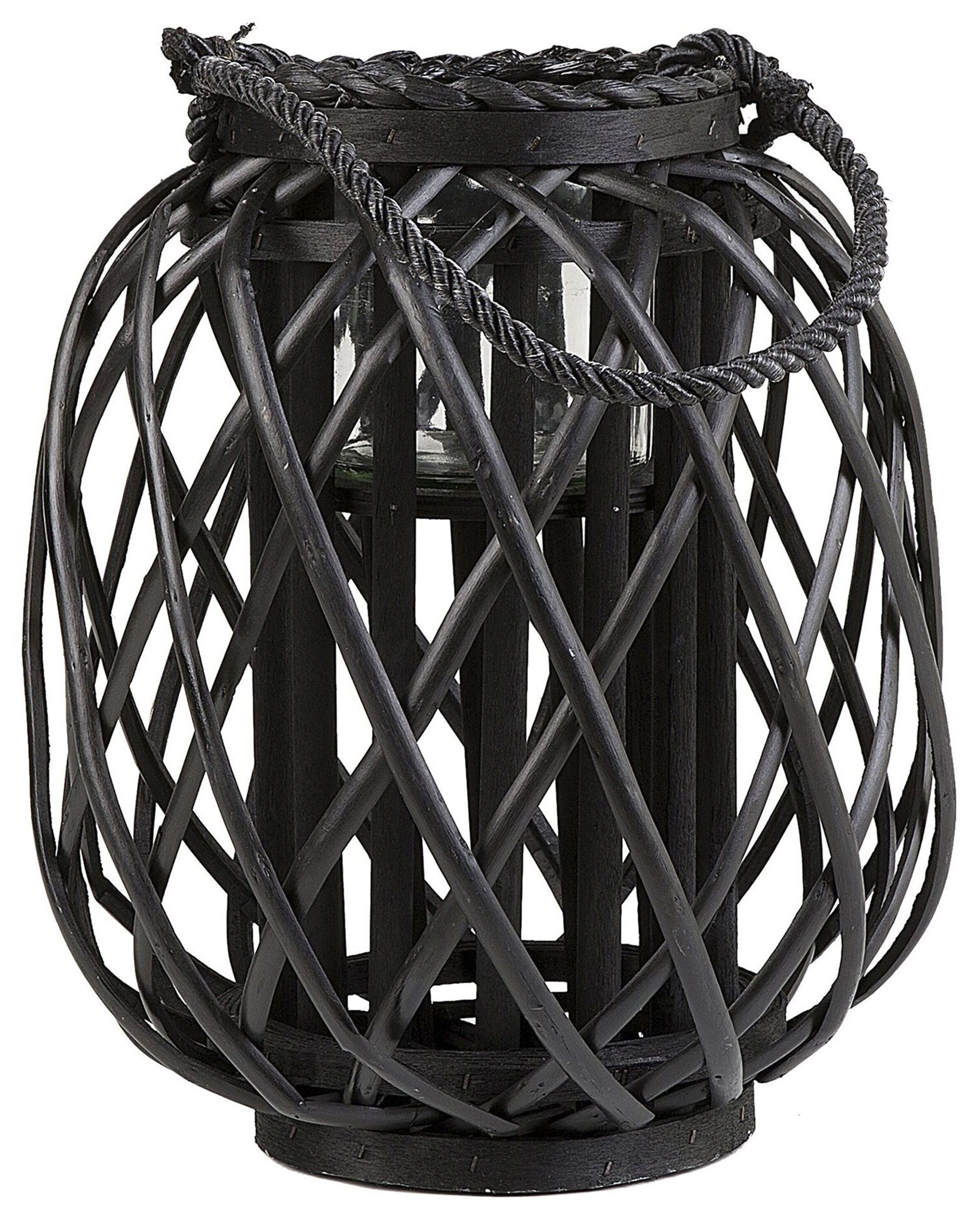 Lampion dekoracyjny latarnia drewno czarny