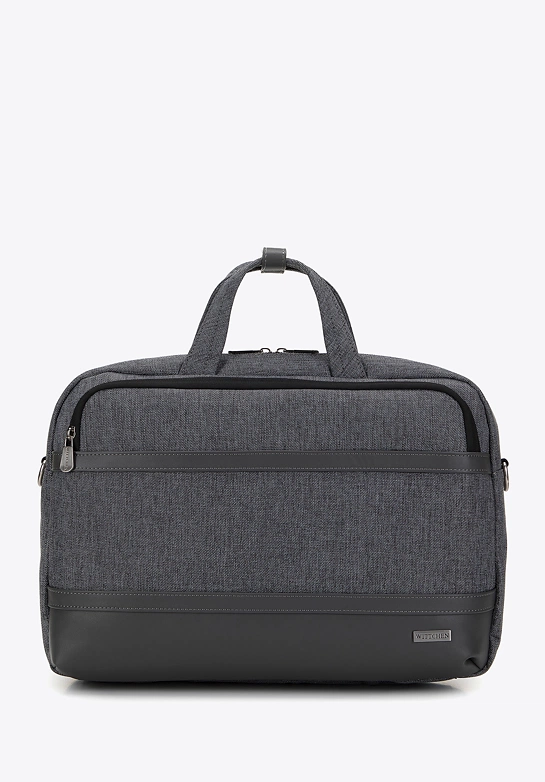 Męska torba na laptopa 15,6” z lamówką z ekoskóry szara