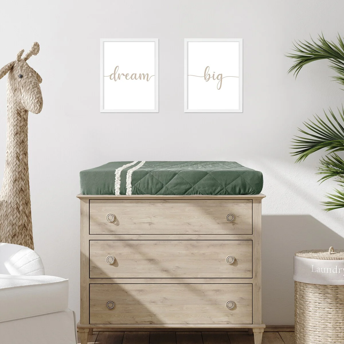 Dark Green Boho Chic Girl Boy Unisex Changing Pad Cover Solid Sage Hunter Bohemian Linen Modern Farmhouse Designer Minimalist