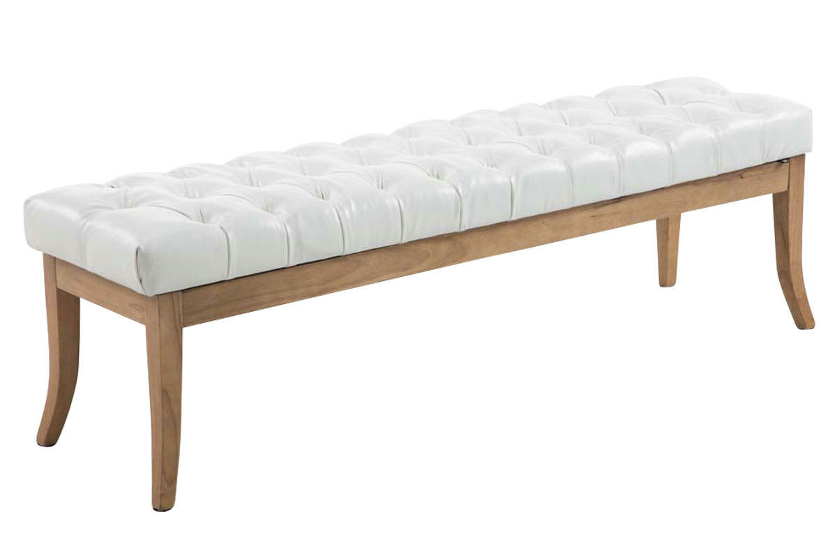 RAMSES - Banquette avec pieds en bois assise en similicuir Blanc