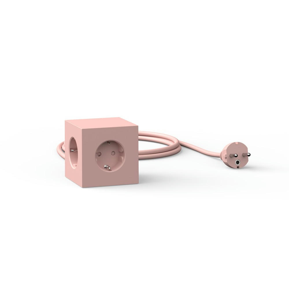 - Multiprise Square 1 avec USB-A/aimant et câble de 1,8 m Old Pink