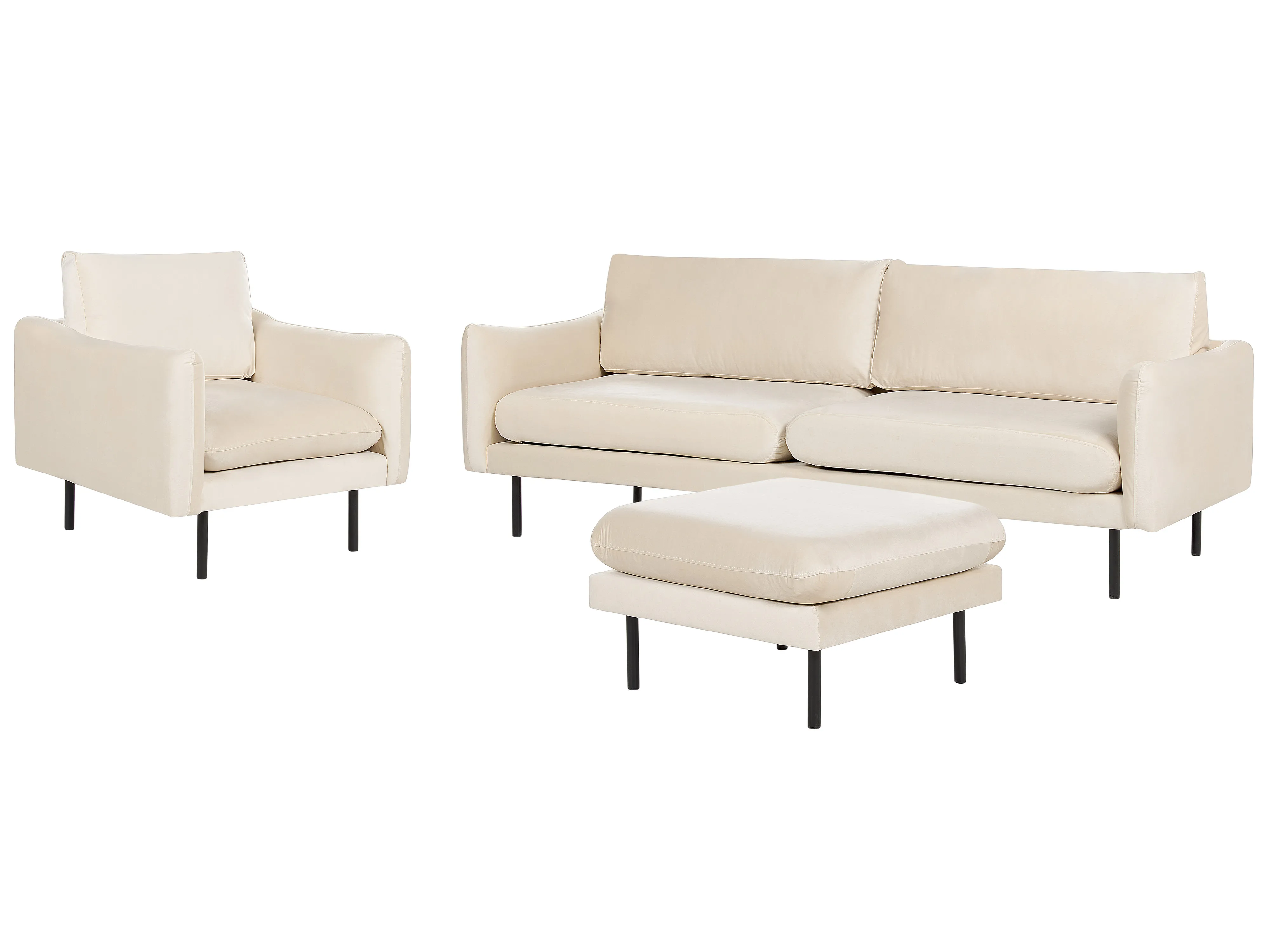 Living Room Set 5 Seater VINTERBRO Velvet Light Beige with Ottoman
