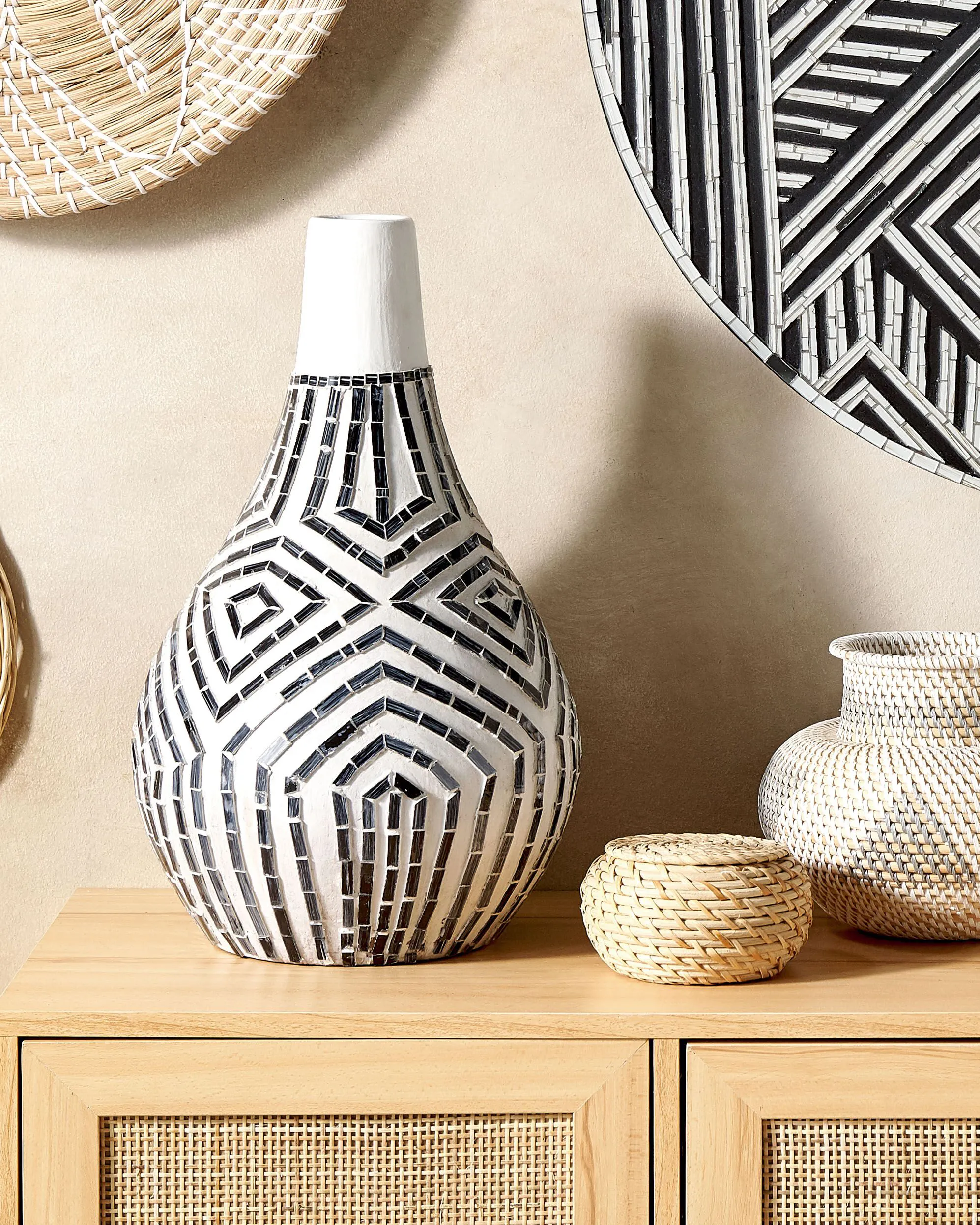 Decorative Vase OMBILIN Ceramic 50 cm White