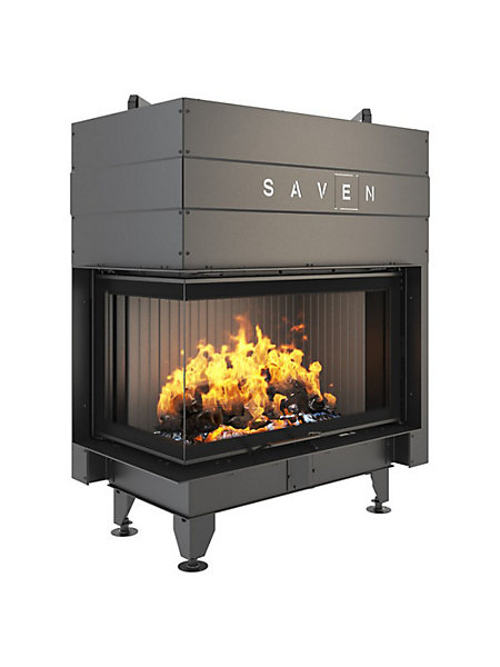 Cheminée d'angle Noir Insert Ouverture gauche Energy Up 85x50x47 (17,0 kW) ECO