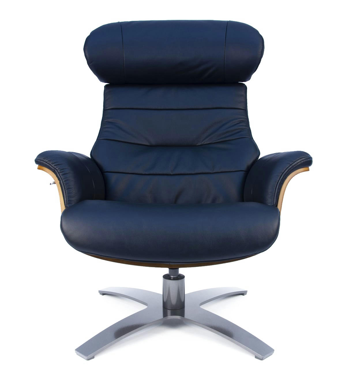 VEGA - Fauteuil en cuir et bois chêne naturel - Véga - Cuir Noir