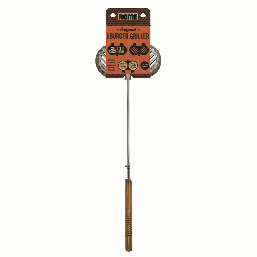 Rome Wilderness Cast Iron Double Grill Iron, with Wood Handle, 28-in
