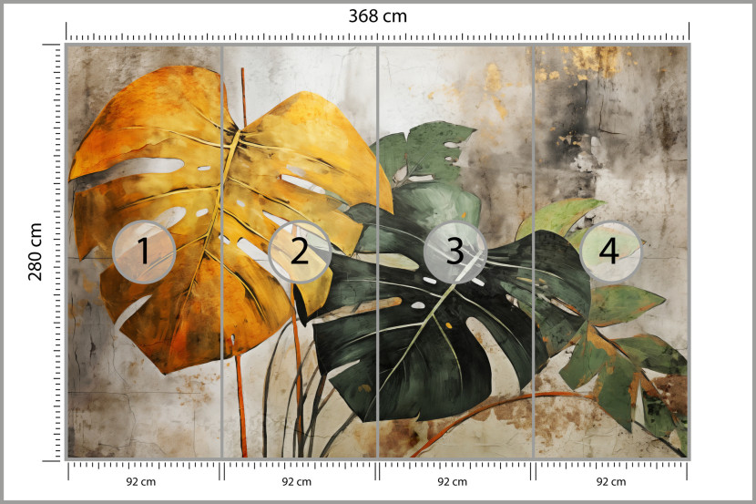 Fototapeta Abstrakcyjne Liście Monstery 368x280cm