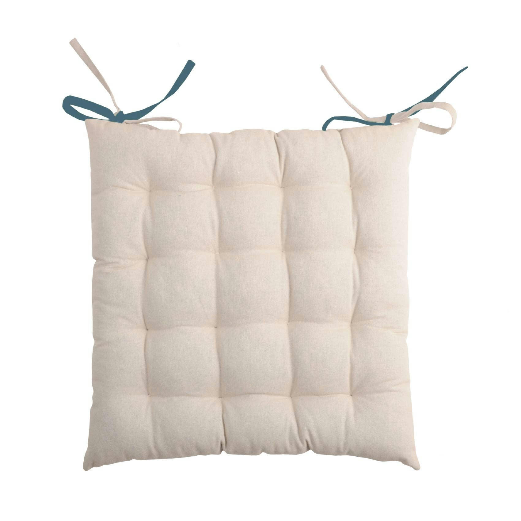 - Galette de chaise bicolore à nouette coton bleu 40x40 cm