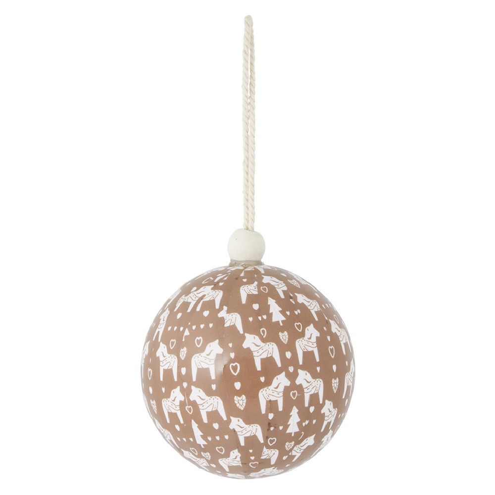 Boule de No&euml;l village et cheval beige et blanc Ø8cm - 3 modèles