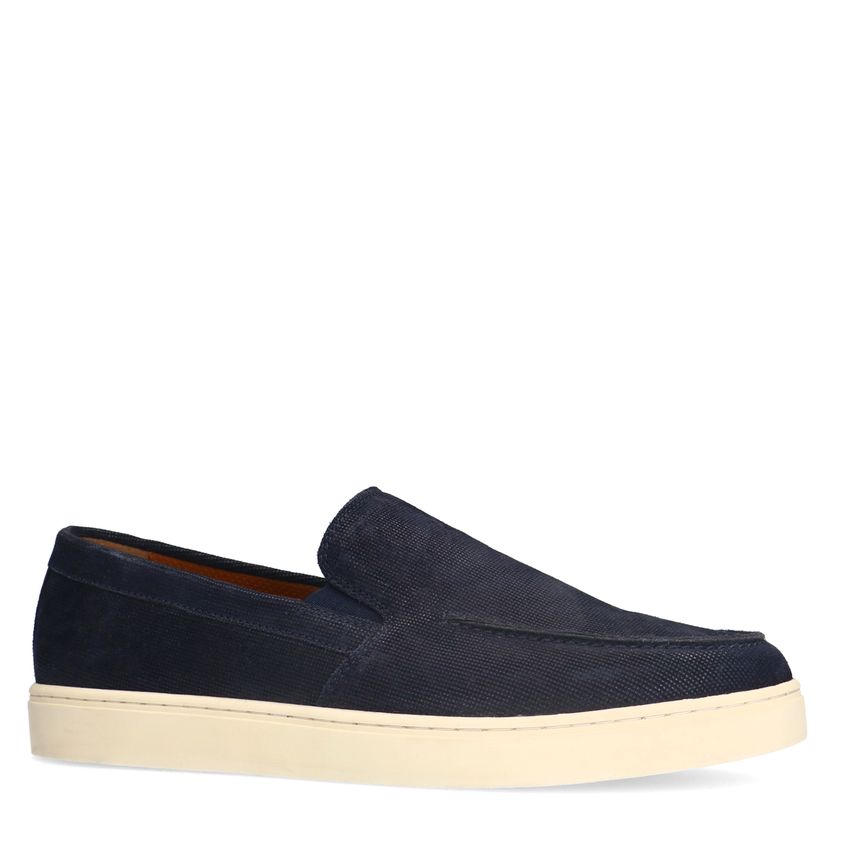 Manfield Donkerblauwe suède loafers