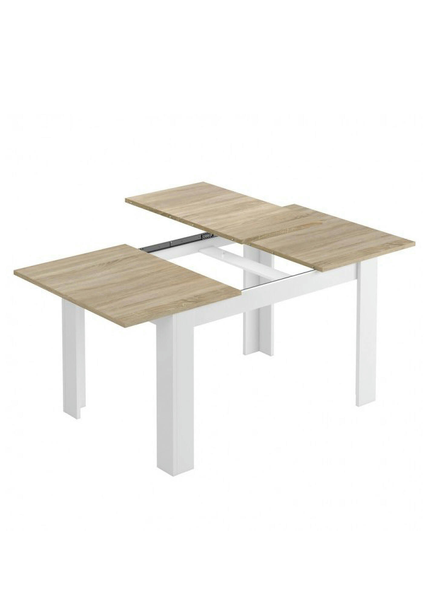 DALICE - Table extensible effet bois 140/190x90 cm chêne et blanc