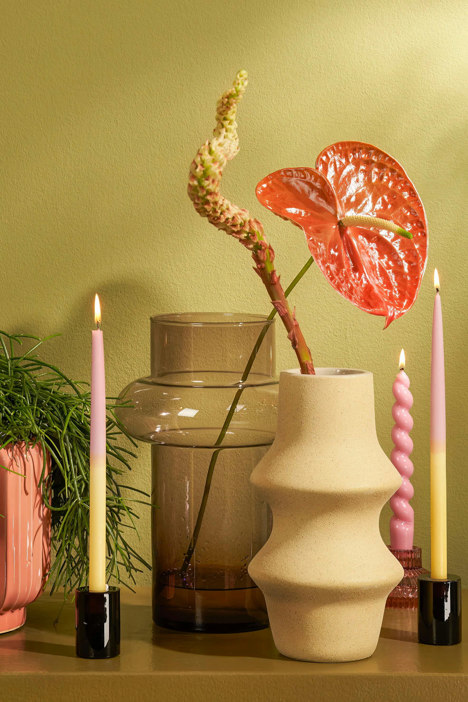 DIP-DYE - Lot de 4 bougies longue jaune clair