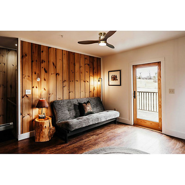 Modulo Low Profile Regular- un ventilateur pour plafond bas , DC 132 cm Laitonpales bois sombre avec Lumière 20 à 40 m²