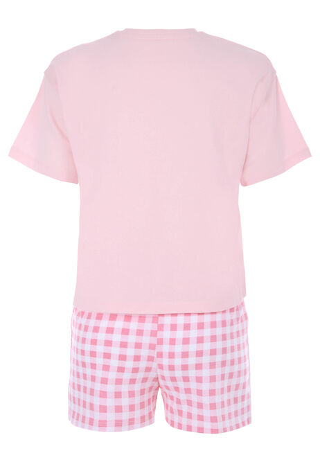 Older Girls Pink Cherry Gingham Short Pyjama Set