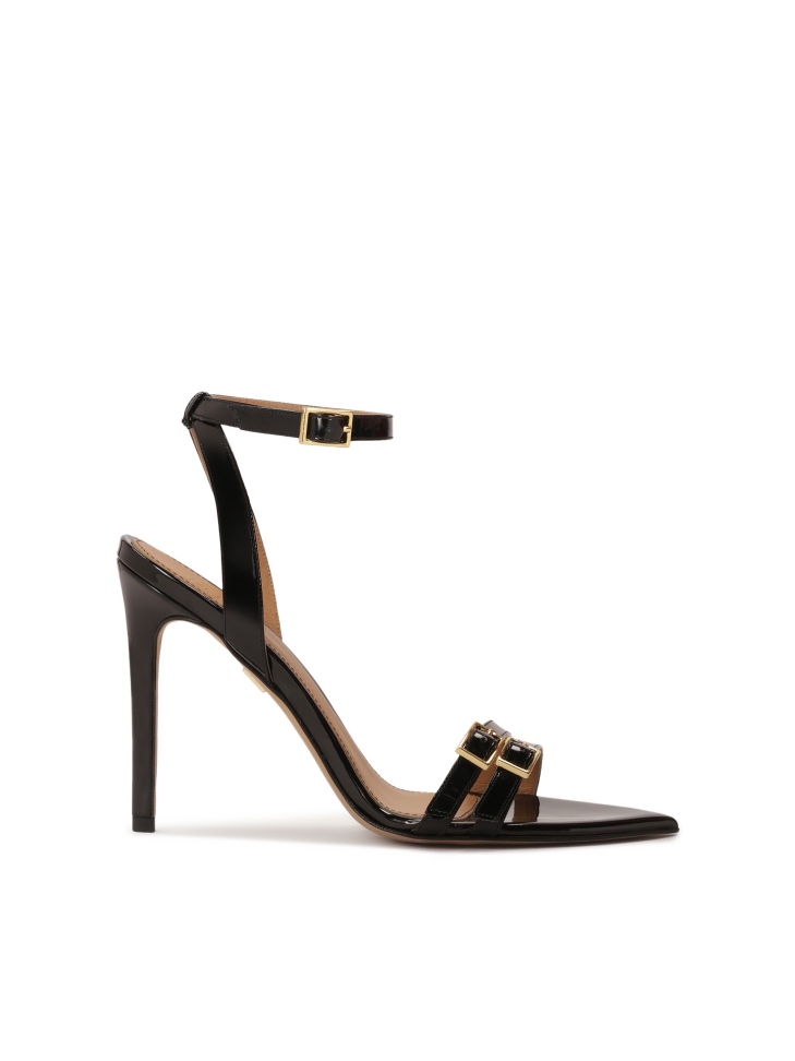 Patent leather sandals with narrow straps