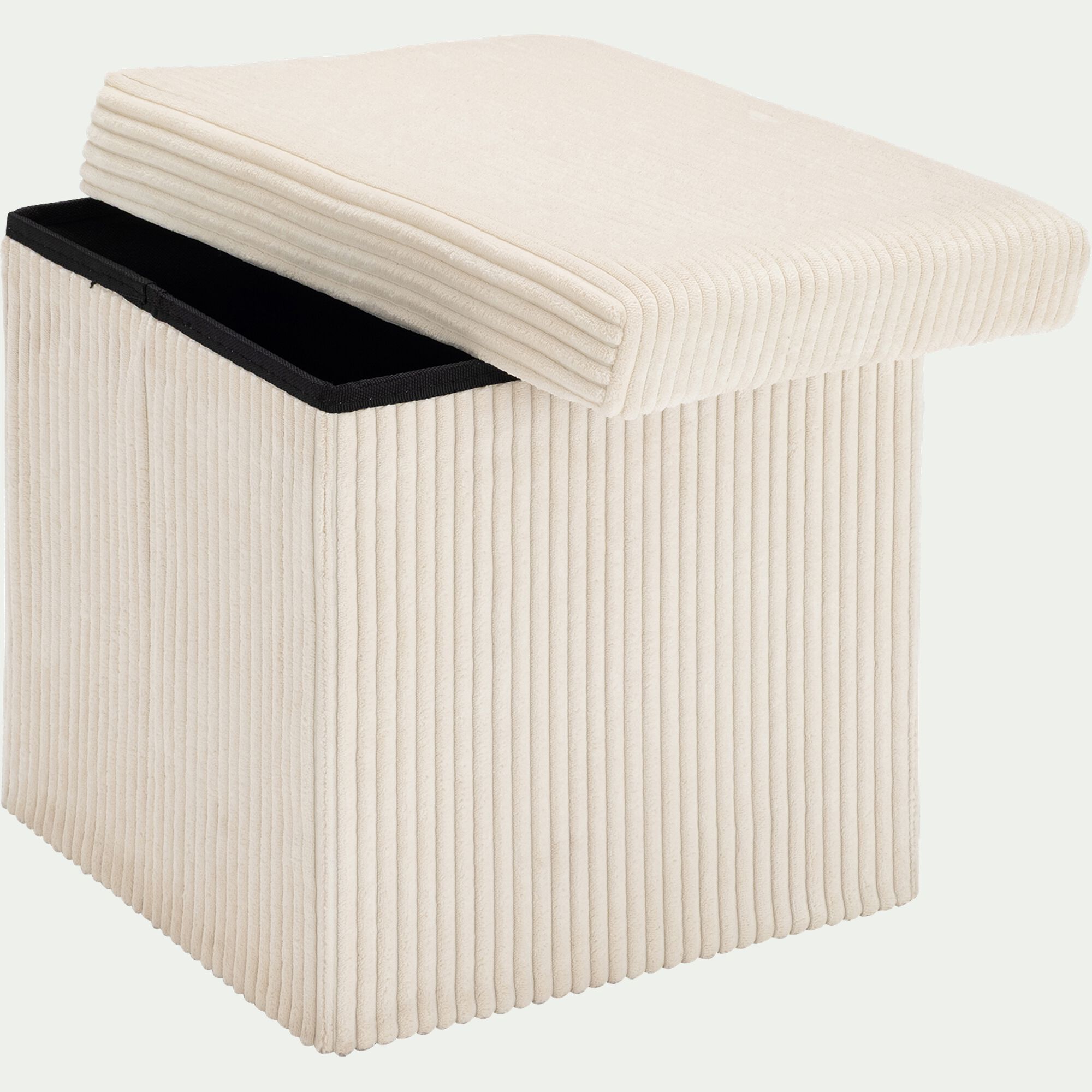 BAO - Pouf en tissu avec coffre de rangement H38 - beige
