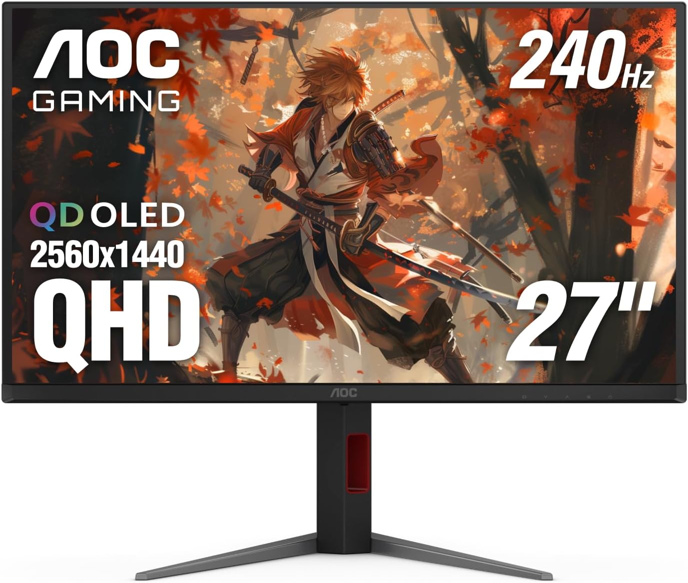 AOC Q27G4ZD 27 QD OLED Gaming Monitor  QHD 2560 x 1440  240Hz 0.03ms  HDMI 2.0 x2  Display Port x2  G-Sync Compatible  Console Gaming Ready  3-Year Zero-Bright-Dot