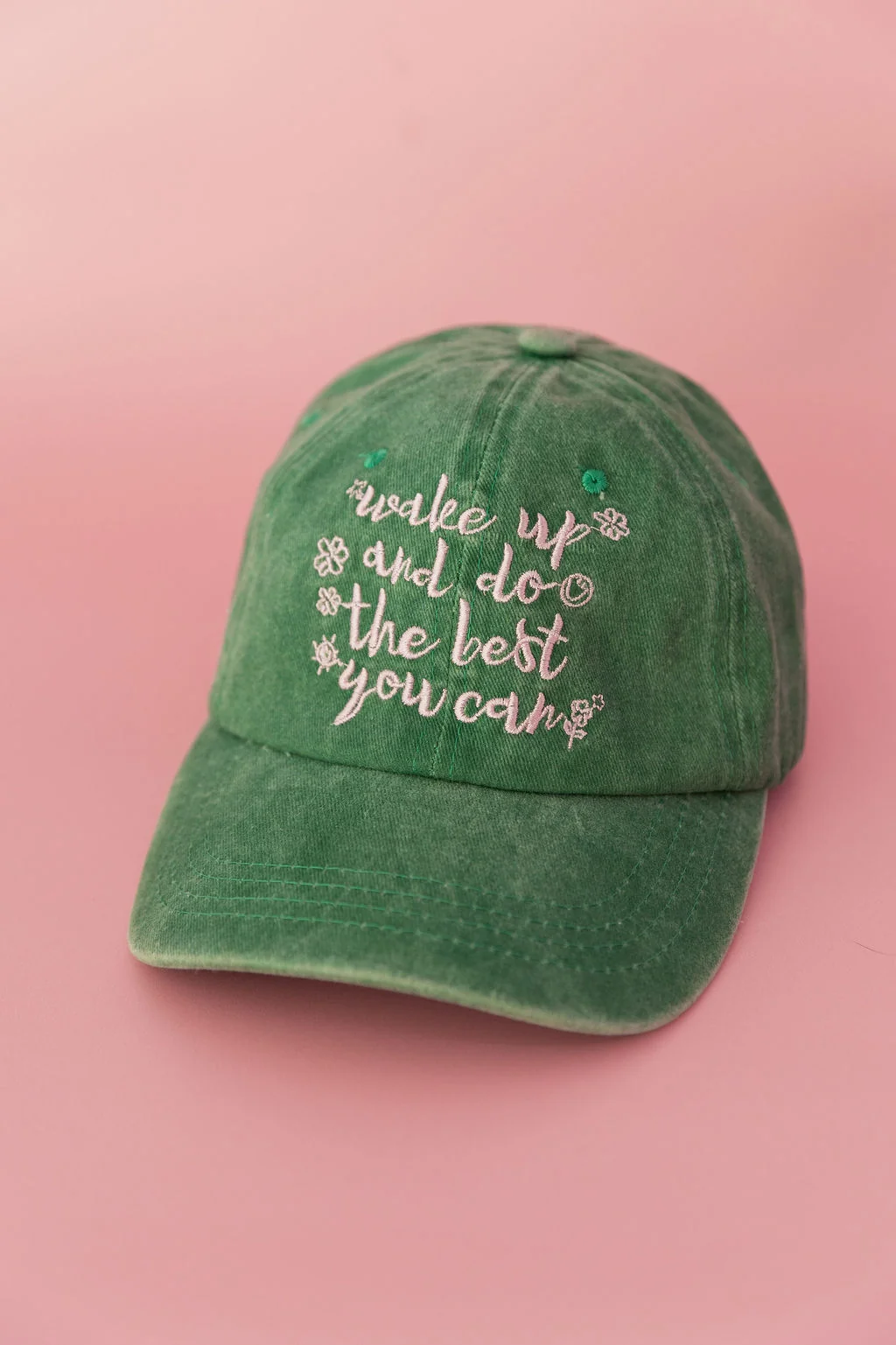 Essentials Slogan Cap in Show Up Green