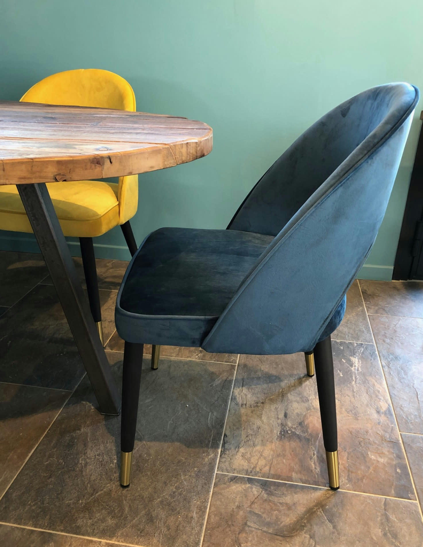 ARDEC - Chaise de salle a manger en velours bleu