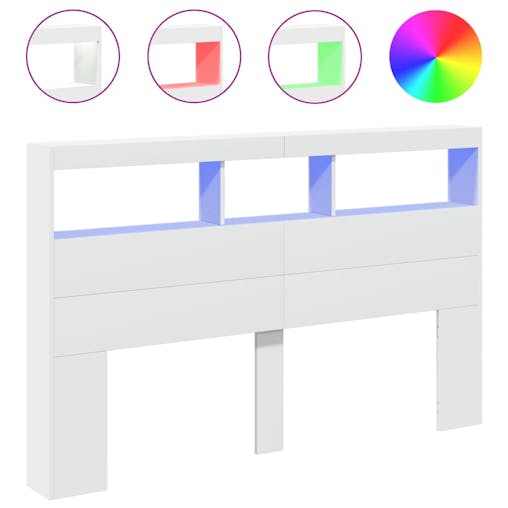 NNEVL Headboard Cabinet with LED White 160x17x102 cm