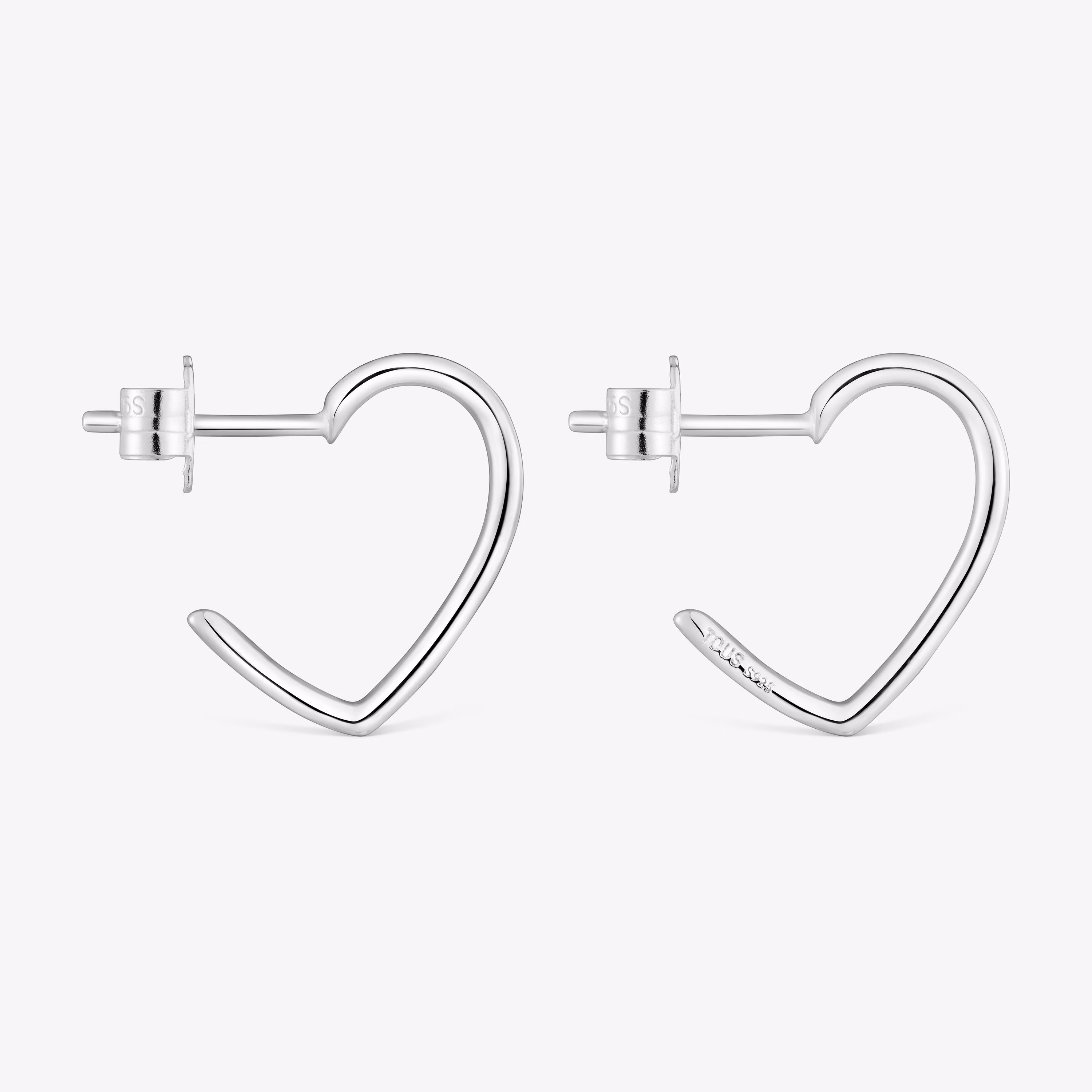 Pendientes aro de plata motivo corazón New Silueta