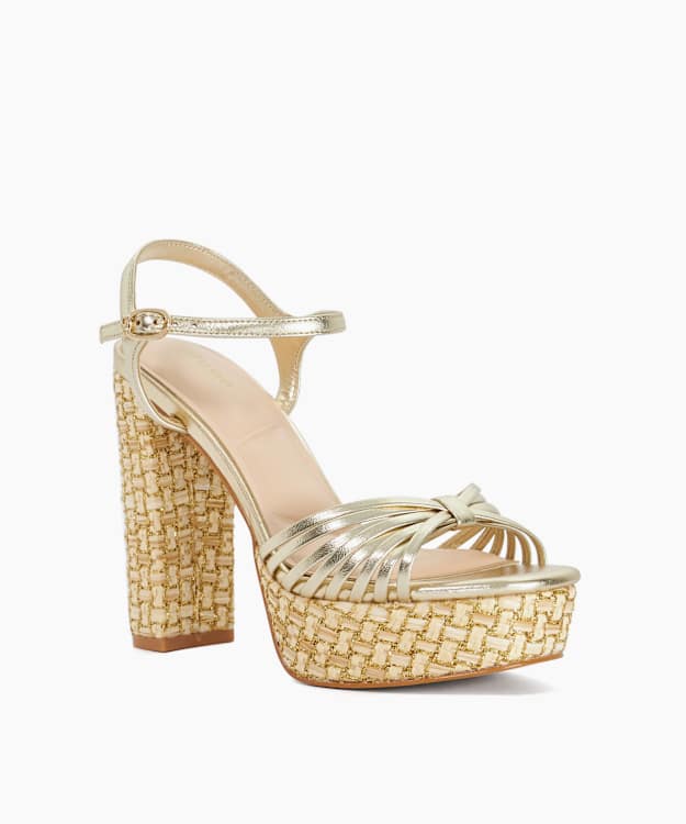 Minogue Gold - Raffia Platform Heels