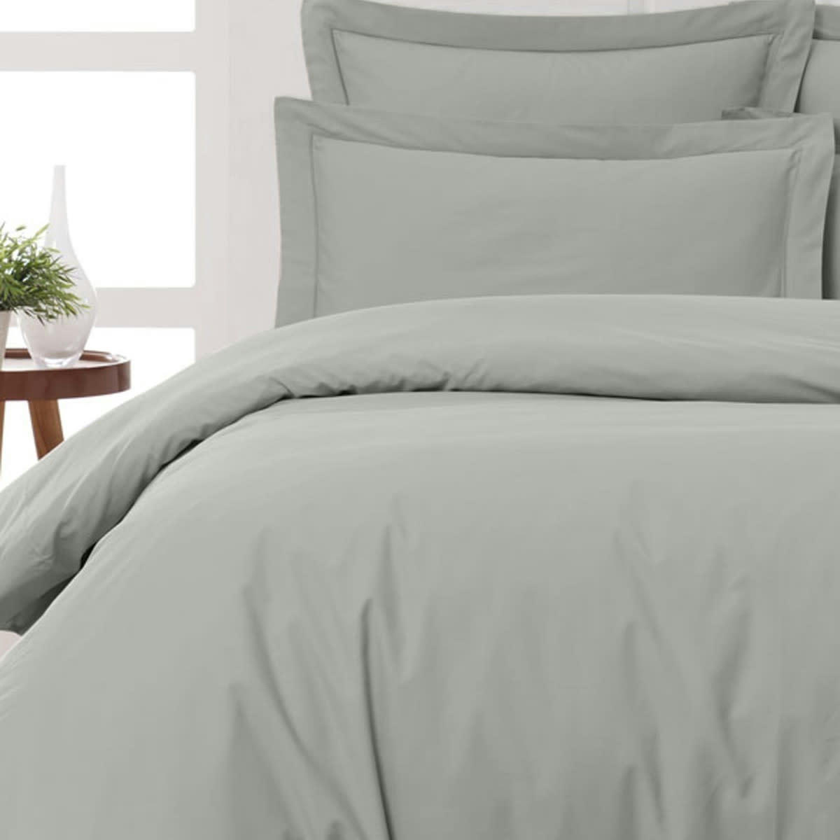 SOFT PERCALE - Housse de couette en percale coton  gris perle 200x200 cm
