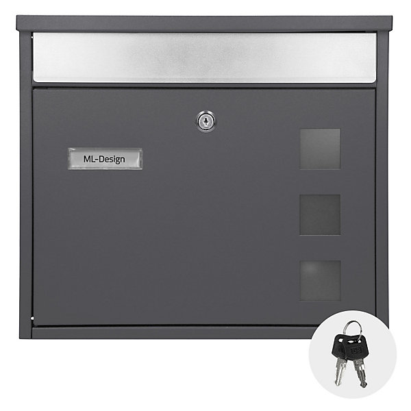 Boîte aux lettre sur pied acier anthracite mailbox avec plaque et support argent