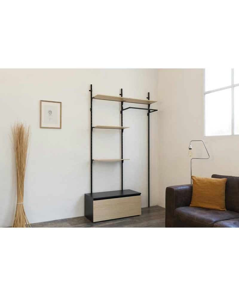KALI - Dressing ouvert modulable en bois et métal - Noir