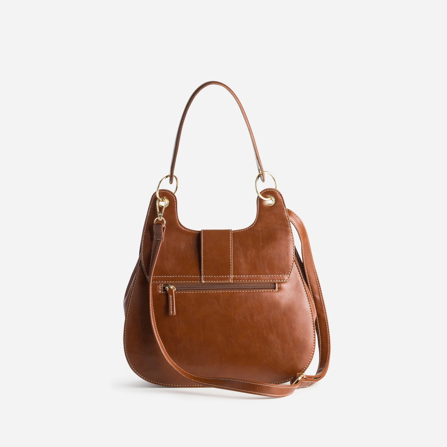 Sac à main cognac maxi boucle