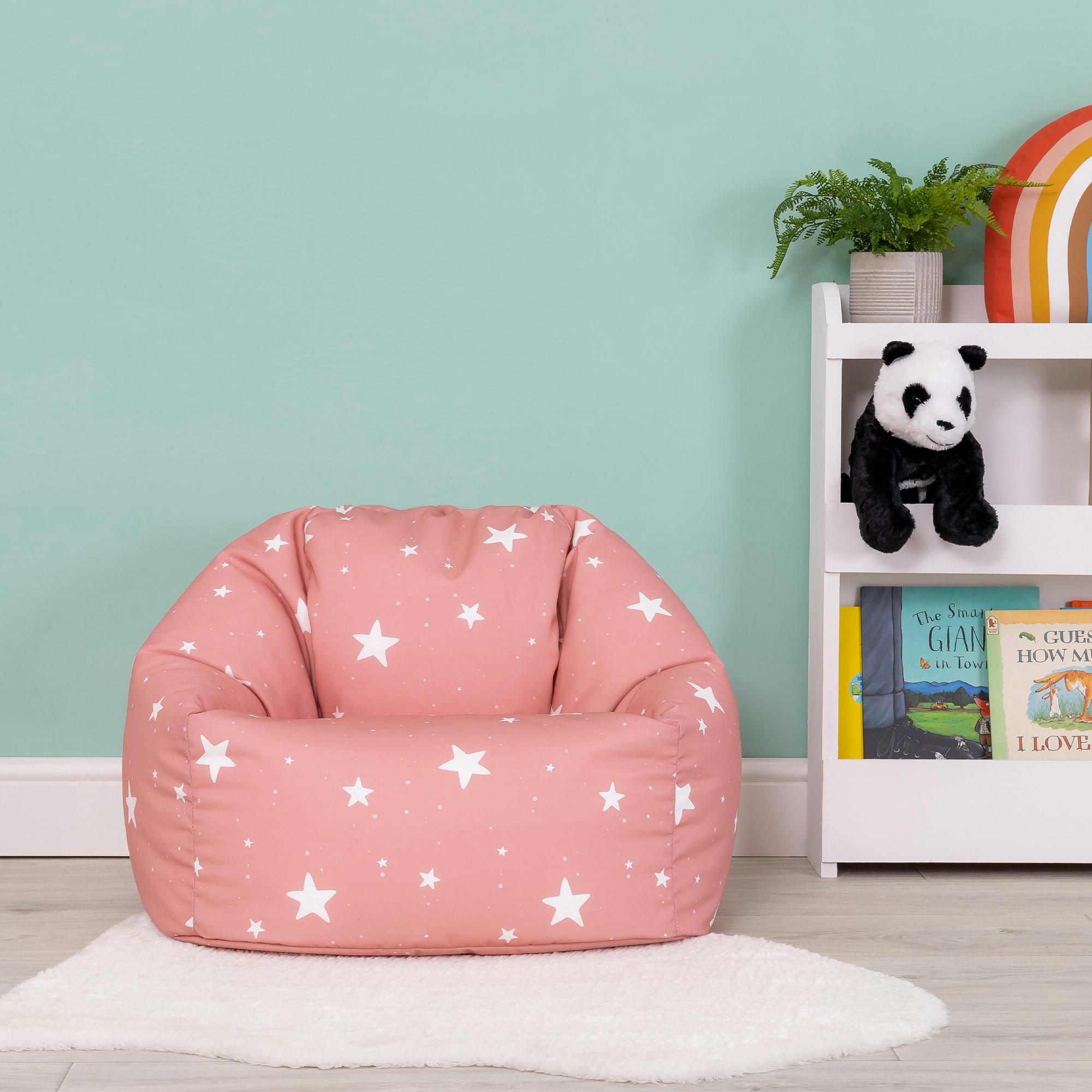 - Pouf fauteuil enfant rose pastel