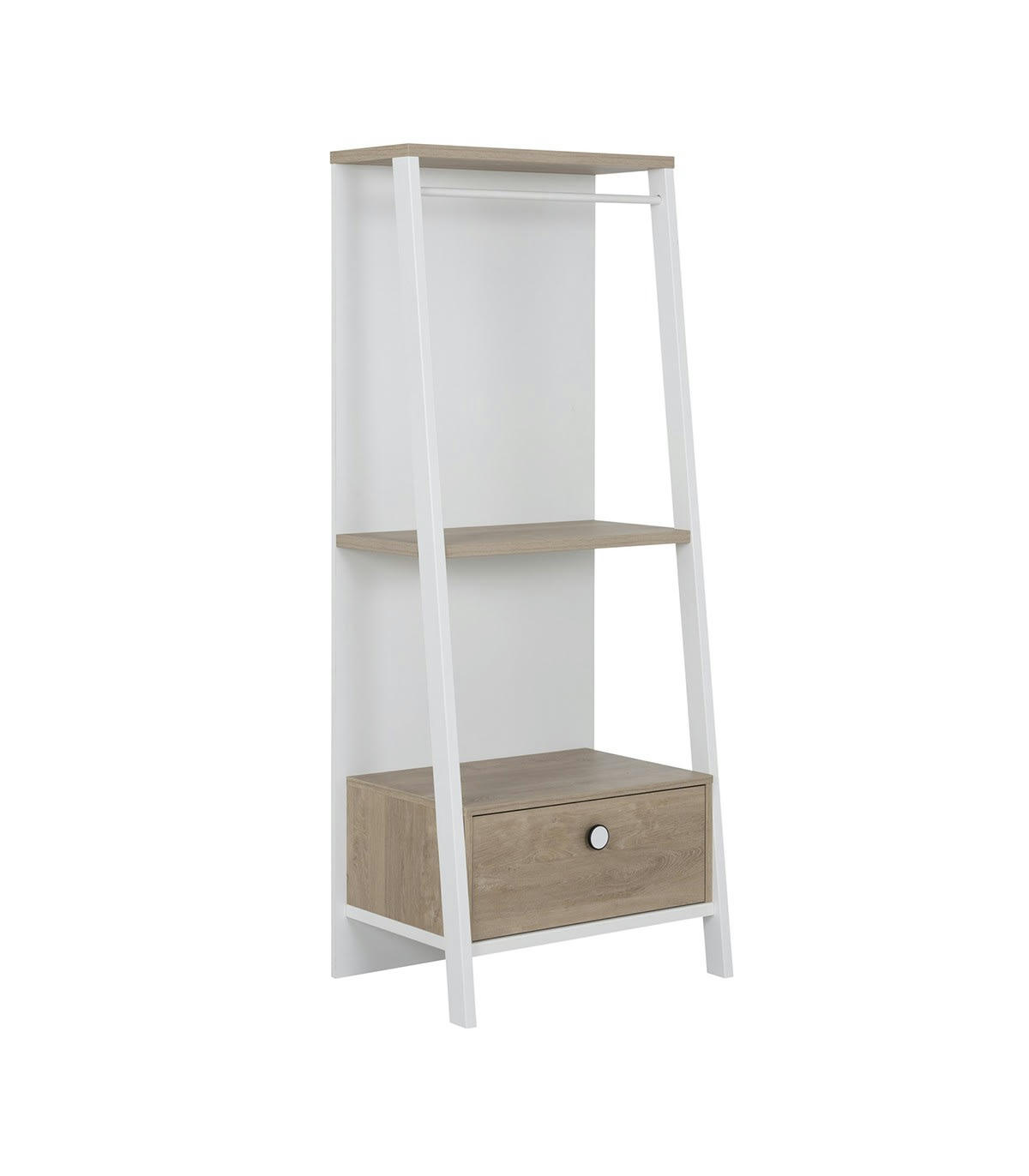 MARCEL - Portant 1 tiroir avec 1 étagère - Blanc et marron