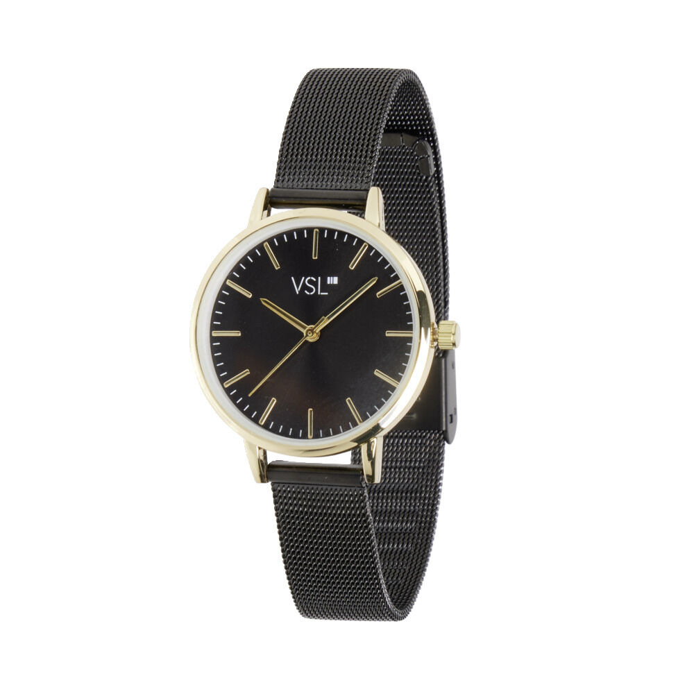 Montre femme bracelet maille milanaise inox noir