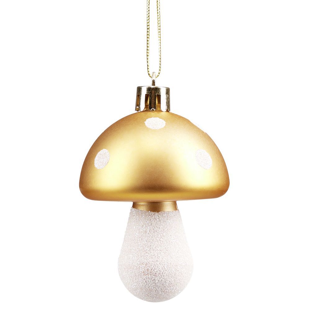 Champignon à suspendre orange et blanc iridescent H.8,5 cm x5