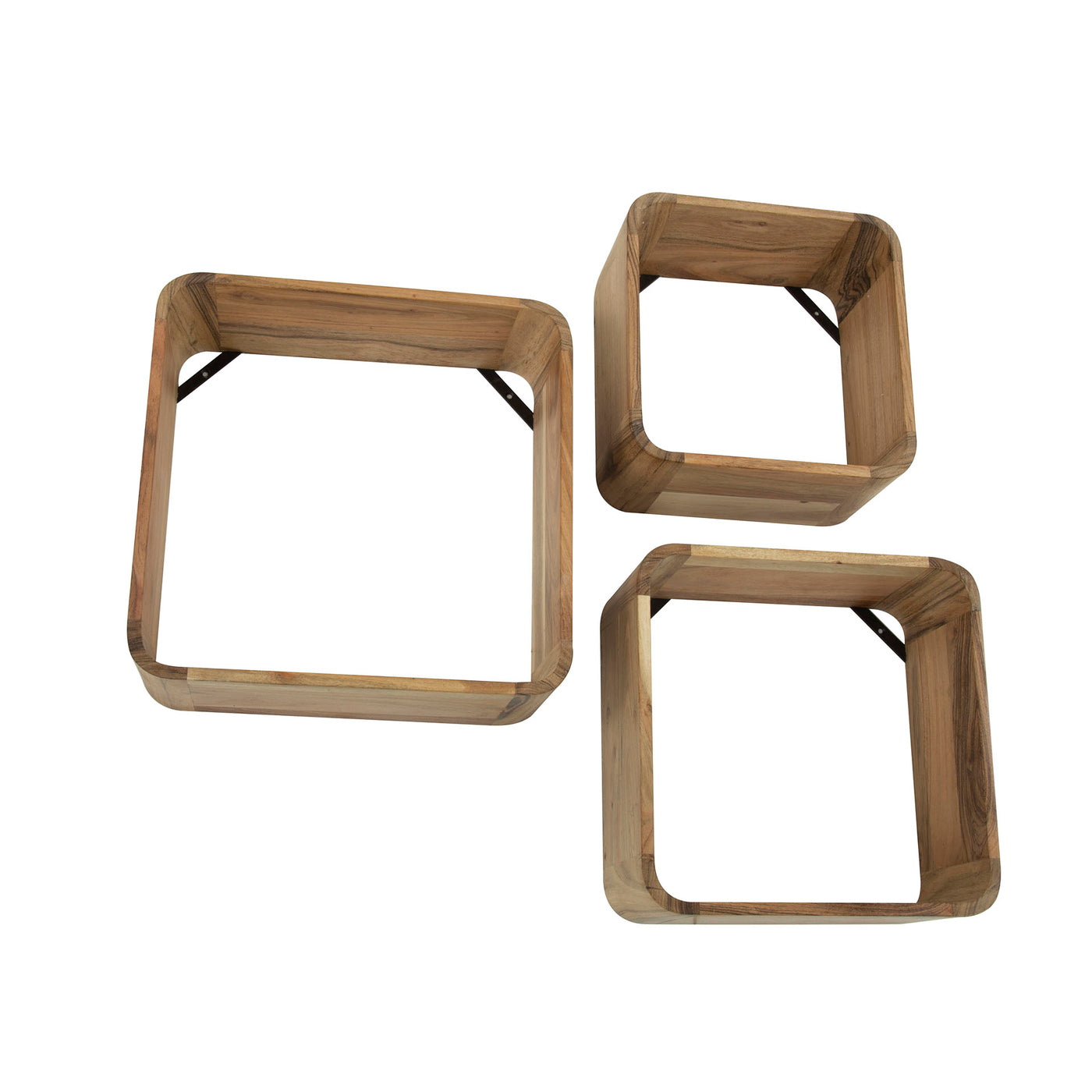 Giga Meubel Wandschap Massief - Naturel - Set van 3 - 40x15x40cm