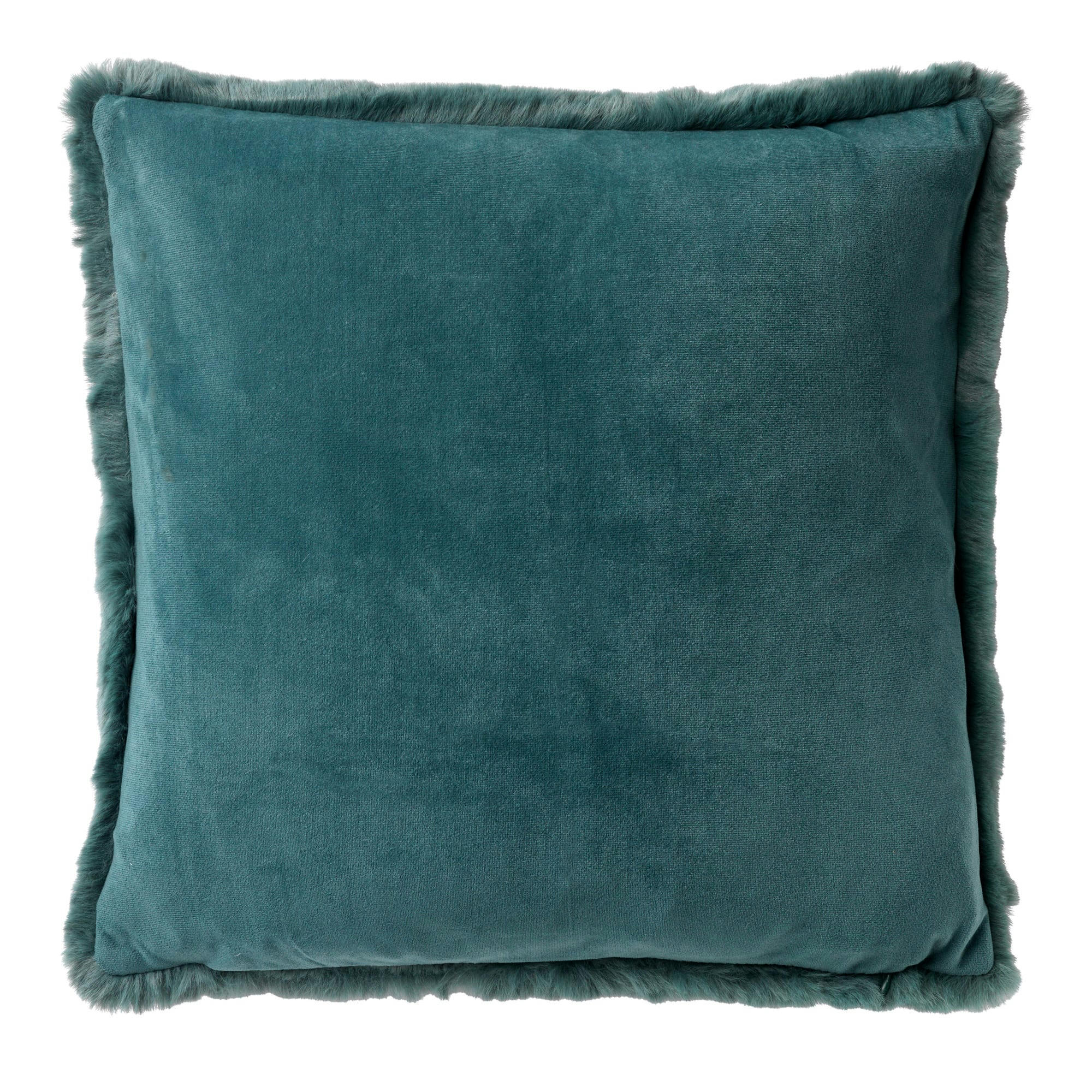 ZAYA - Coussin - vert fausse fourrure 45x45 cm uni