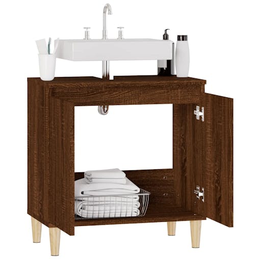NNEVL Sink Cabinet Brown Oak 58x33x60 cm Engineered Wood