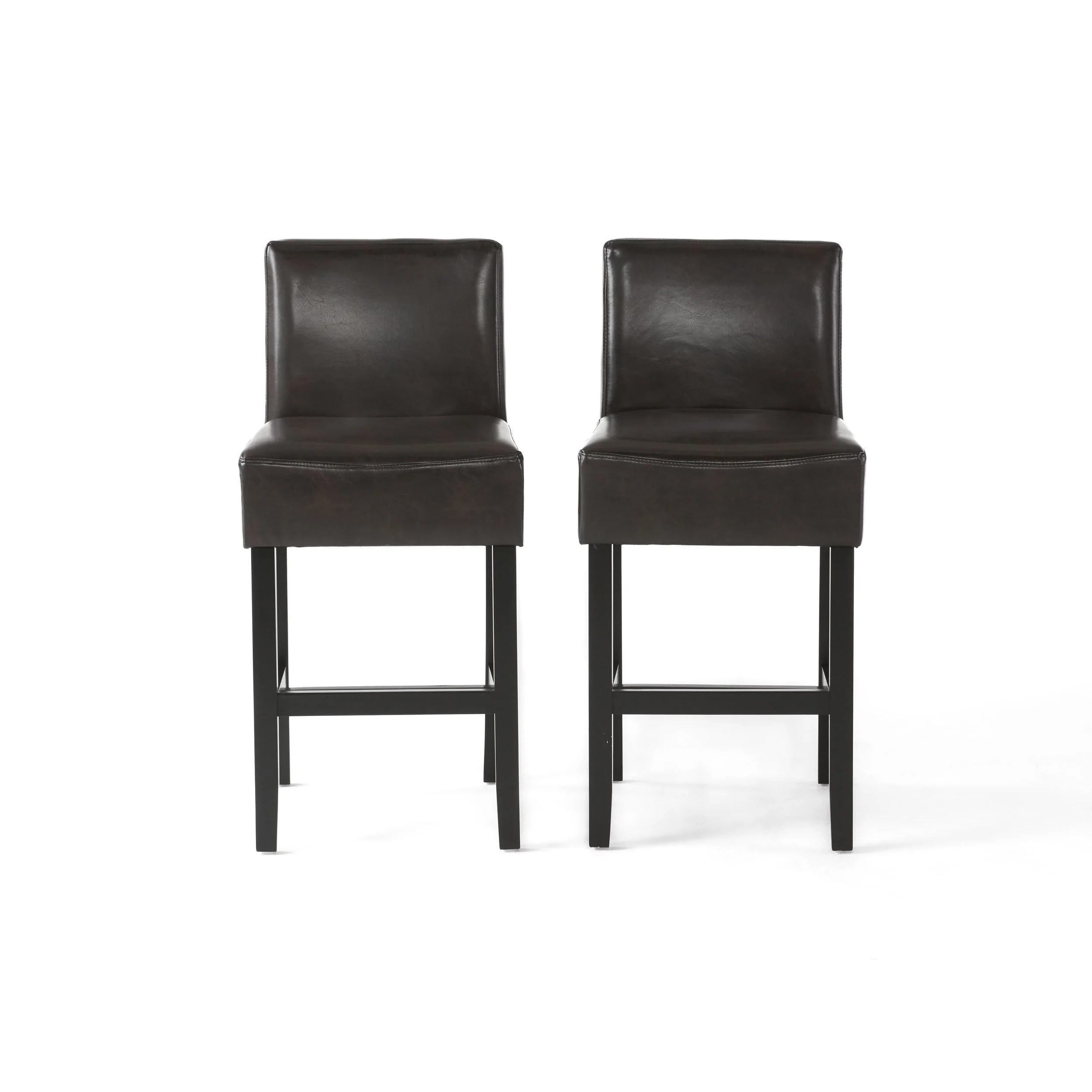 Lopez 26-inch Brown Leather Counterstools (Set of 2) by Christopher Knight Home