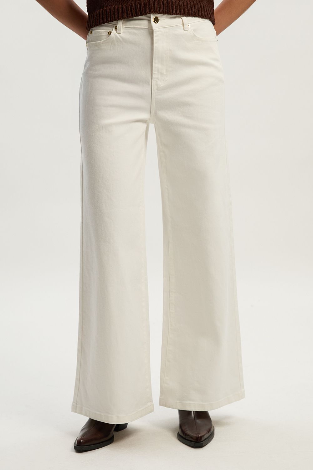 KarenMillen Stretch Denim Wide Leg Jean