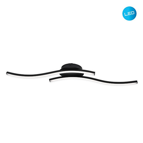 Applique plafonnier LED ONDA metal plastique noir LED fixes 65 cm pour salon salle a manger bureau