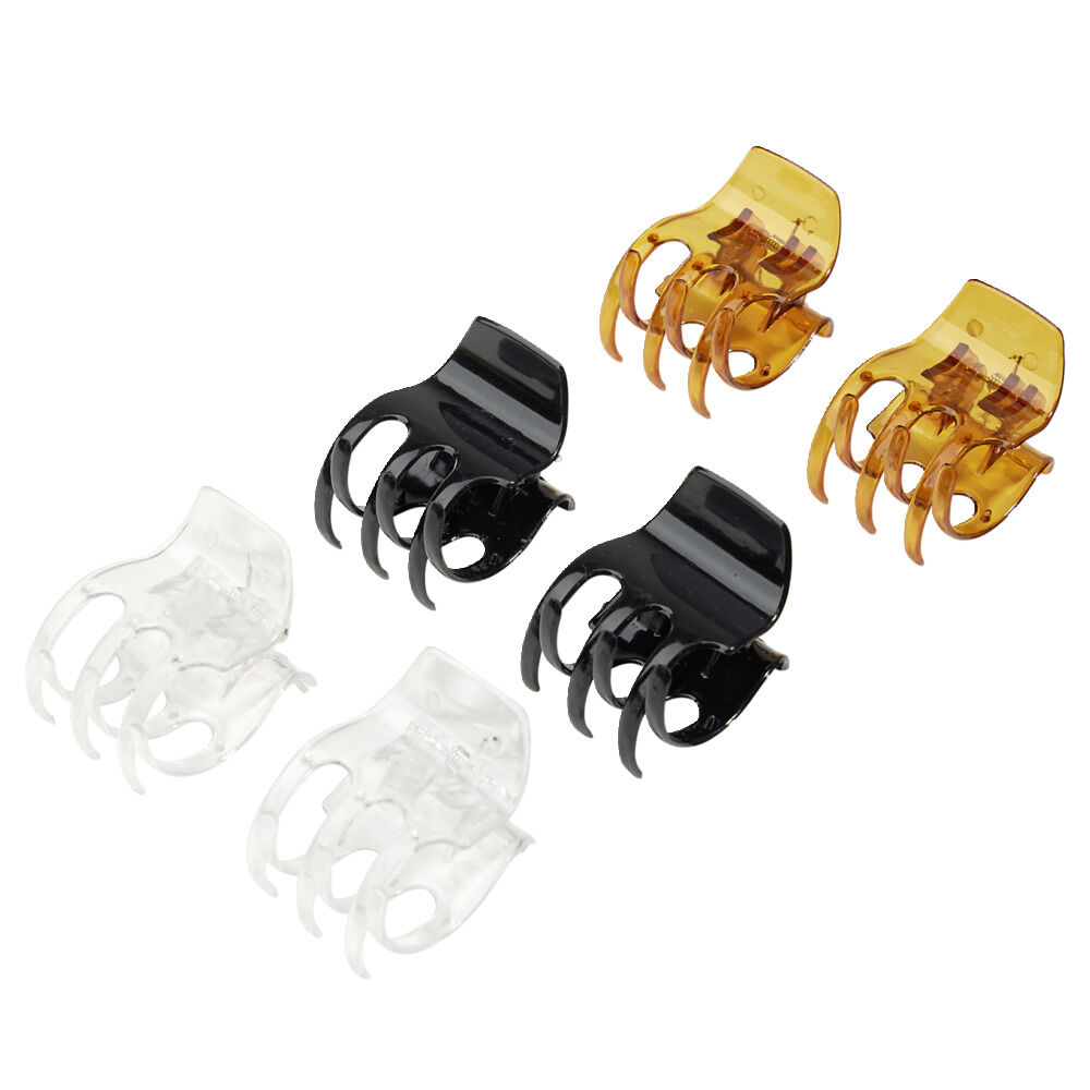 Pince à cheveux crabe x6 plastique L3,8cm (3 modèles)