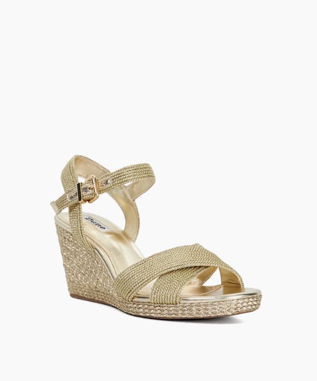 Kolden Gold - Metallic Braided Wedge Sandals